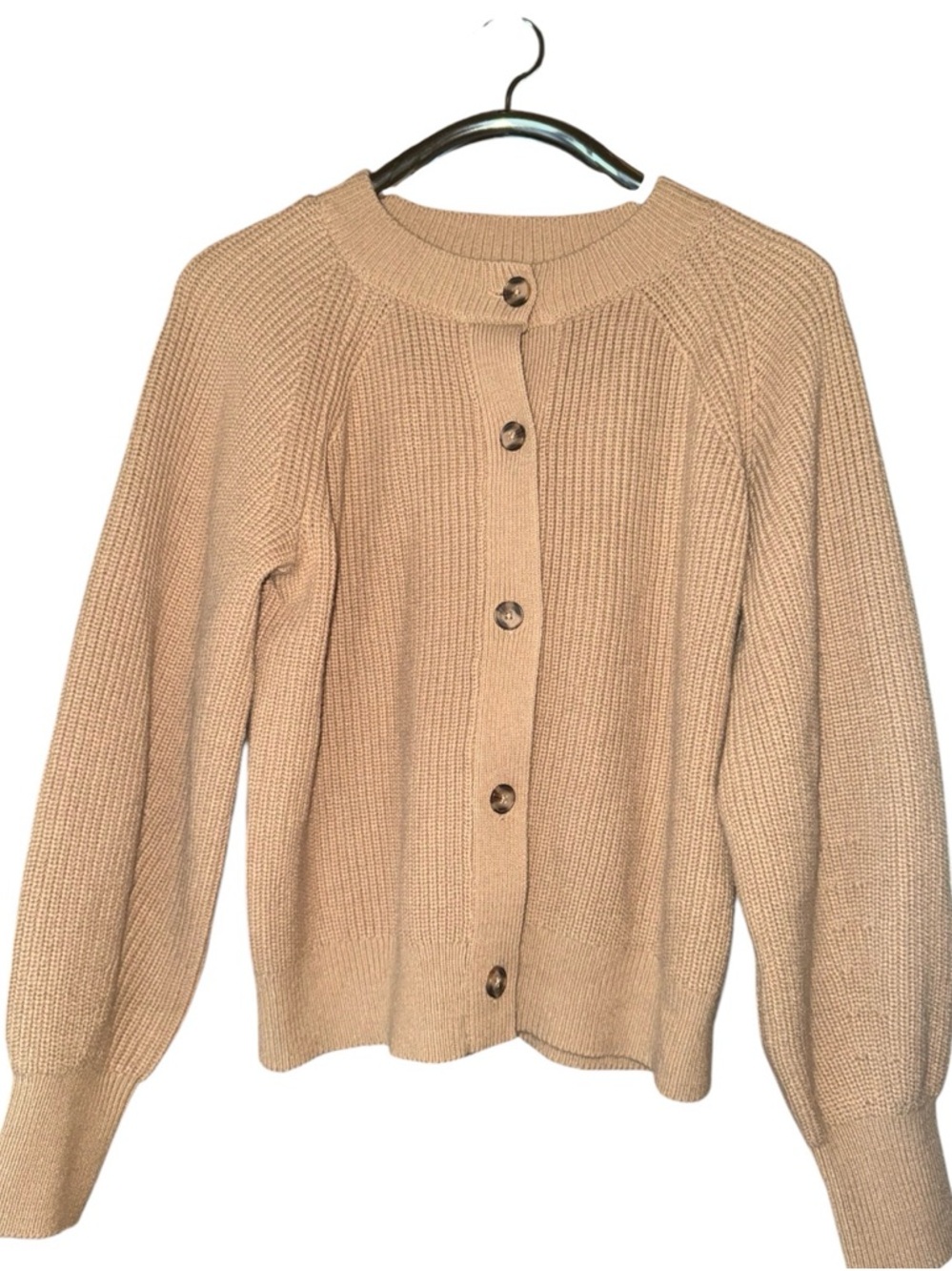 Banana Republic Tan Button-Up Ribbed Knit Cardigan